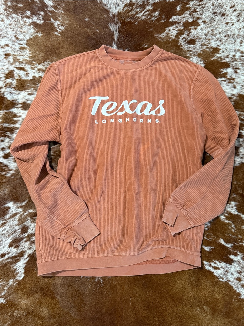 Texas Longhorns Corded Crewneck Sweatshirt - Rust